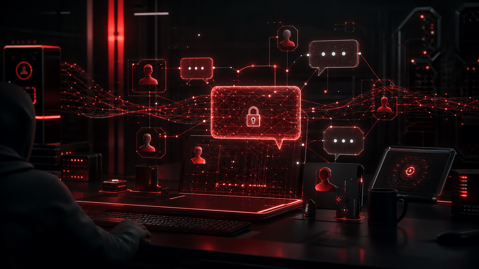 Original Helix.Chat visual representing encrypted local-first AI messaging
